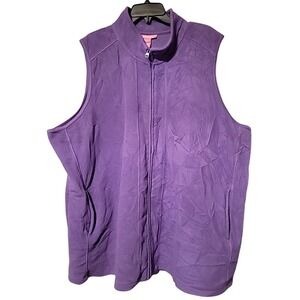 Woman Within Purple Fleece Full Zip Mock Neck Vest Plus Size 3X 32-0496-9